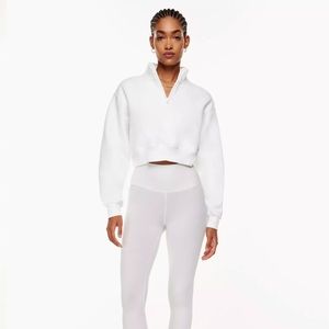 TNA Cozy Fleece Perfect ¼ Zip Sweatshirt in White XS